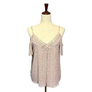 Sienna Sky Floral Cold Off Shoulder Tank Top. Orange and Cram Size M #947